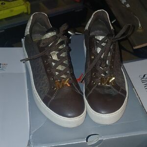Michael Kors Dark Brown Sneakers with Gold Logo